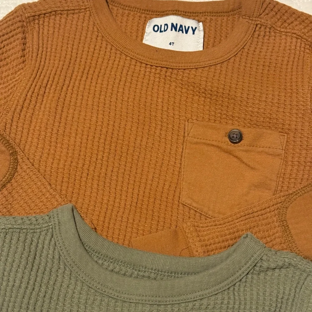 Old Navy Kids' Waffle‎ Knit Tees - Olive and Rust, 4T